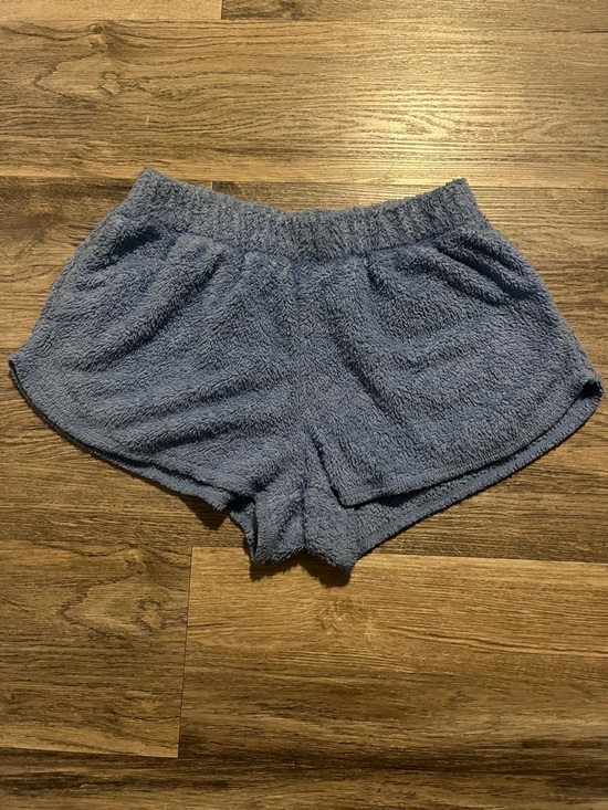 aerie Pants - Cozy Aerie Plush Women's Lounge Shorts with side pockets Heather Blue